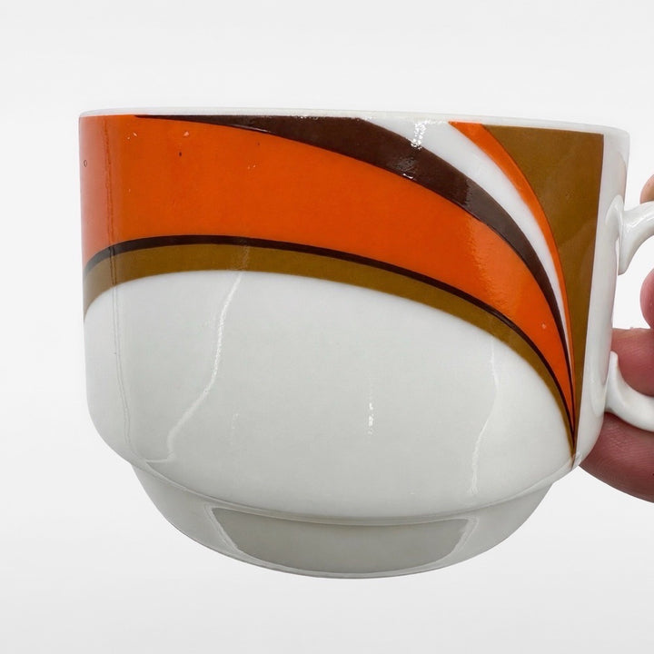 Tasses à café Schirnding Bavaria orange graphique années 70