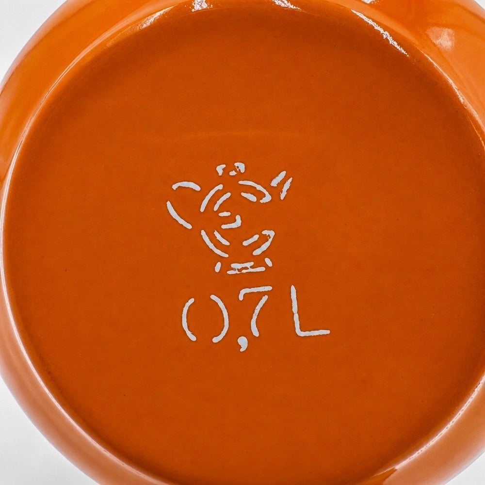 Petite théière Japy en tôle émaillée orange années 70
