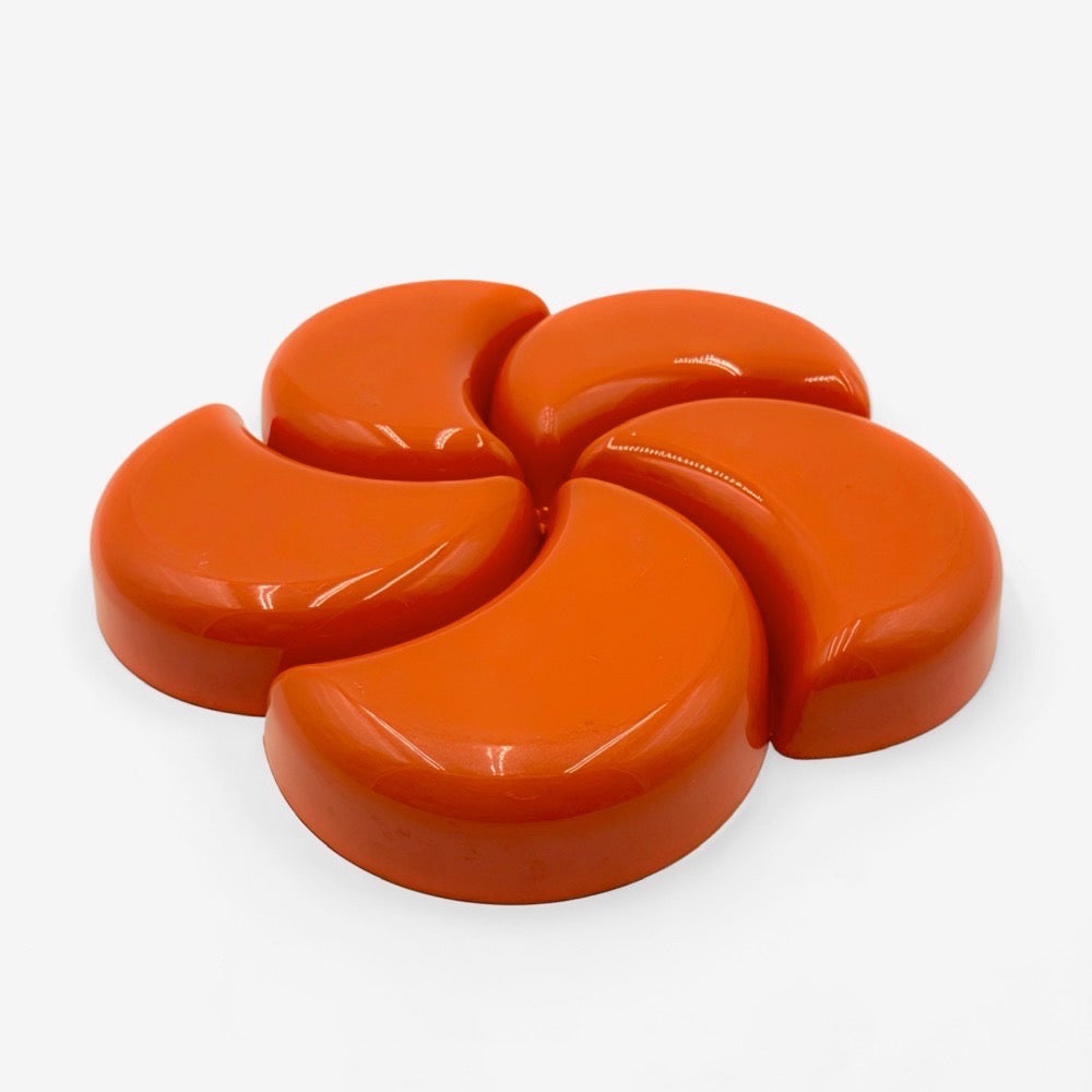 Plat apéritif fleur orange années 70