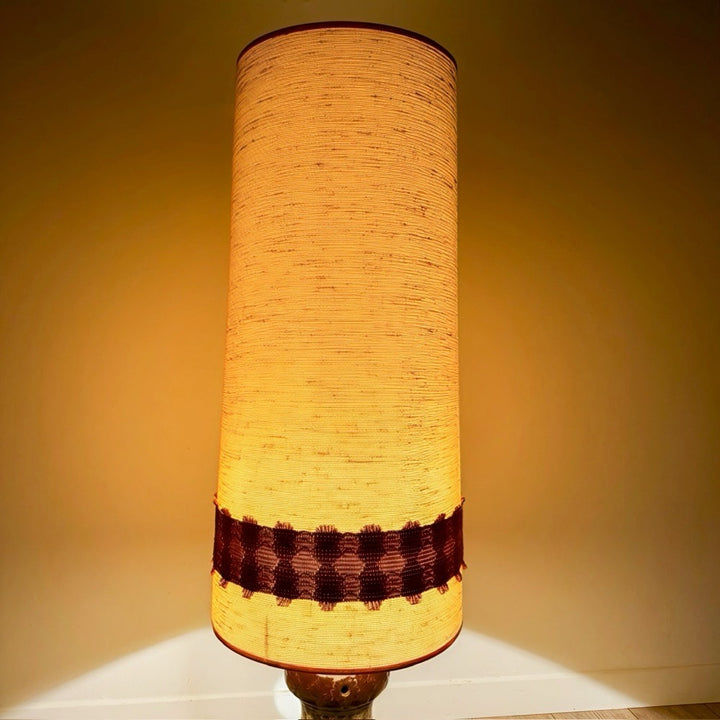 Lampe de sol céramique et toile de jute années 70