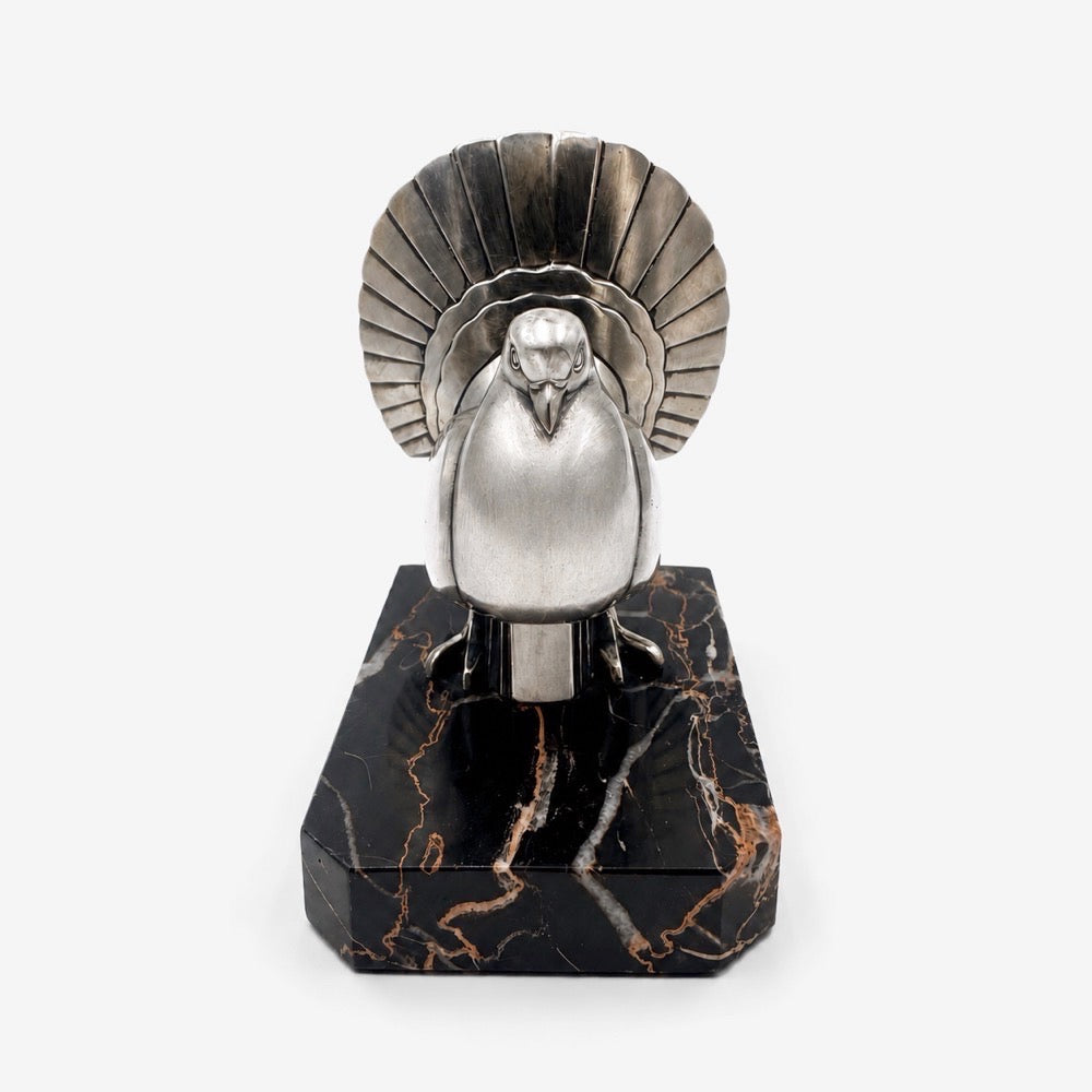 Sculpture Art déco pigeon-paon Perrina 1930