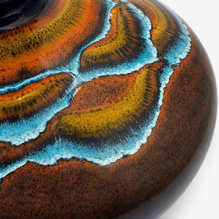 Vase galet en céramique émaillée polychrome vintage