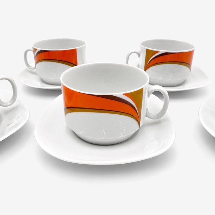 Tasses à café Schirnding Bavaria orange graphique années 70
