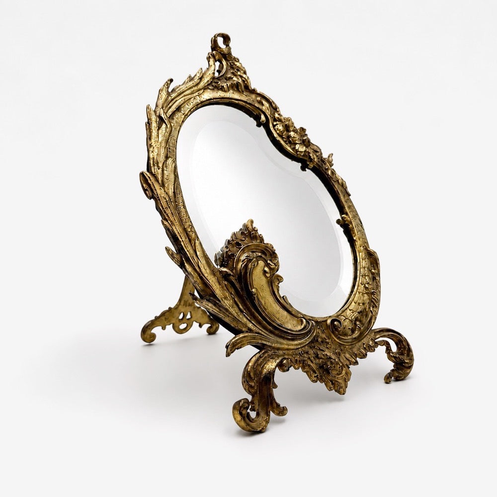 Miroir de courtoisie en bronze doré Napoléon III XIXe siècle