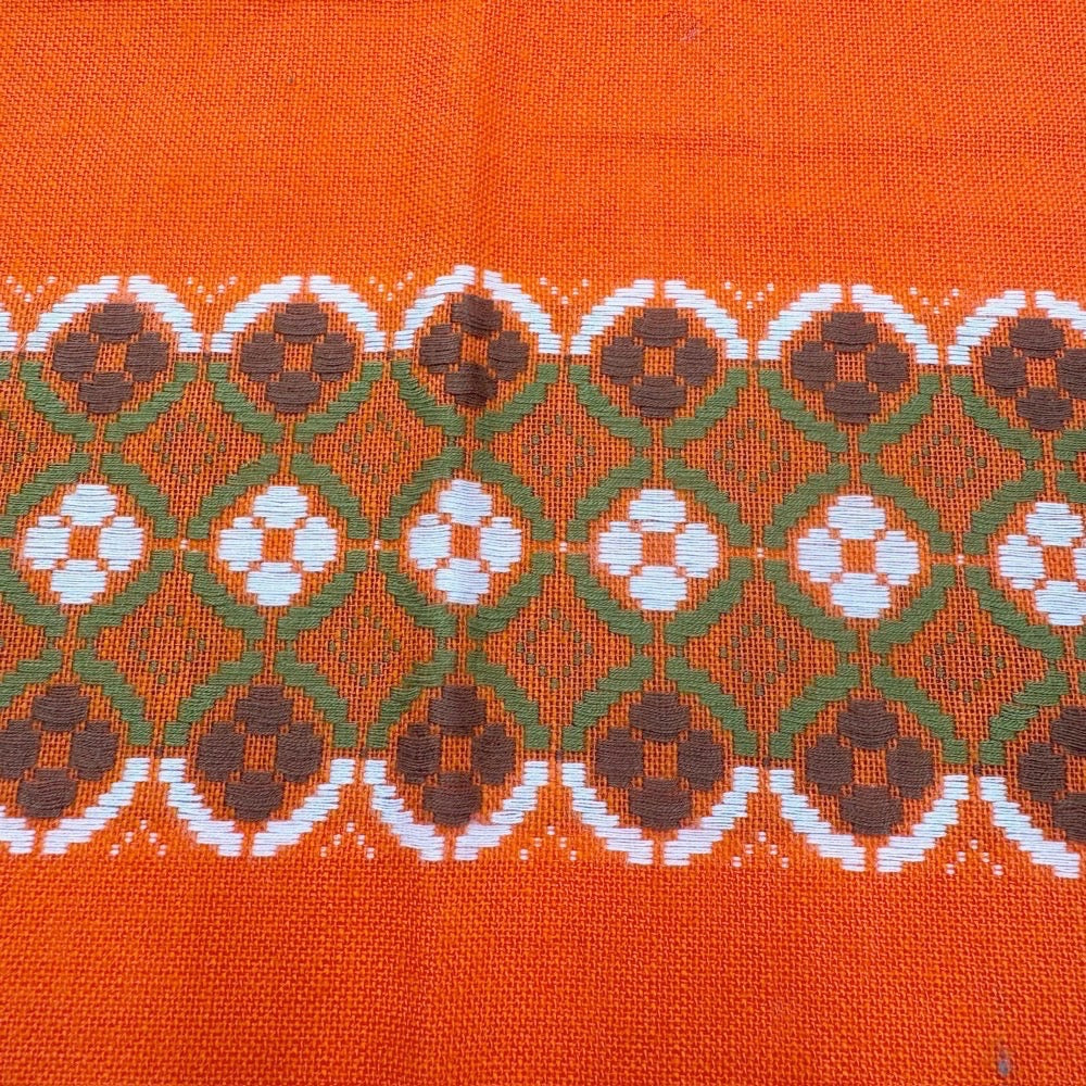 Duo de serviettes tissu orange années 70