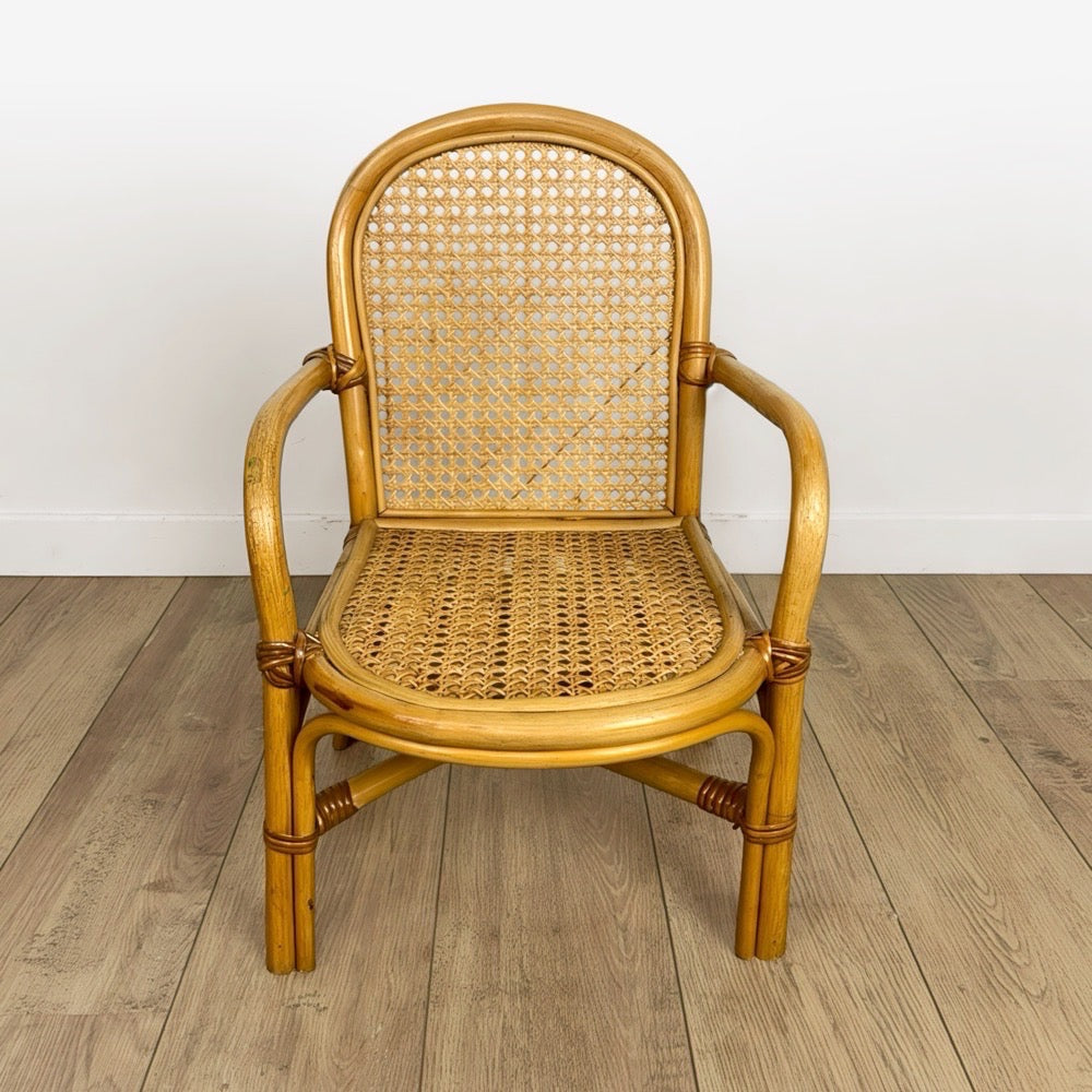Fauteuil enfant rotin et cannage années 60