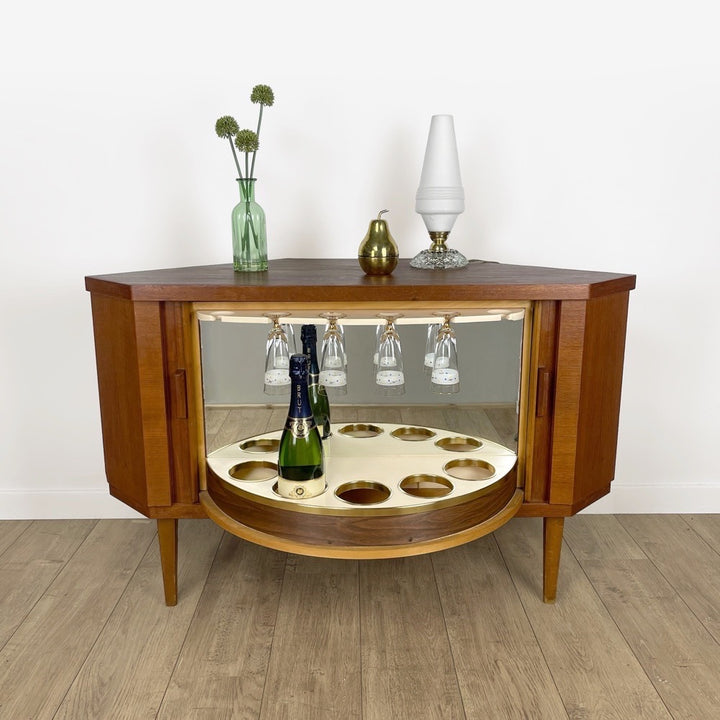 Bar d'angle scandinave pivotant années 50
