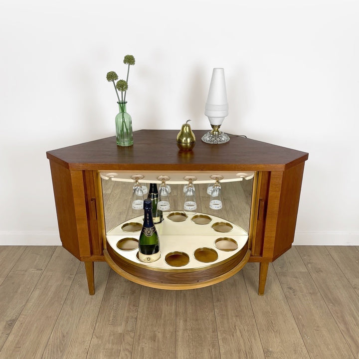 Bar d'angle scandinave pivotant années 50