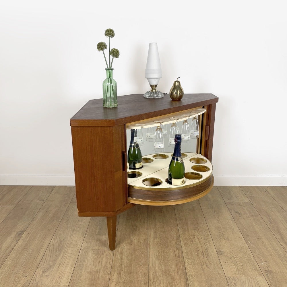 Bar d'angle scandinave pivotant années 50