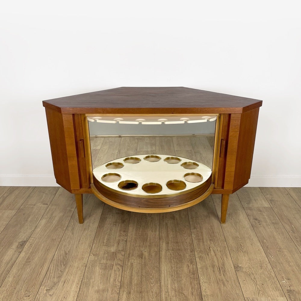 Bar d'angle scandinave pivotant années 50