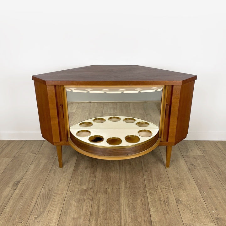 Bar d'angle scandinave pivotant années 50