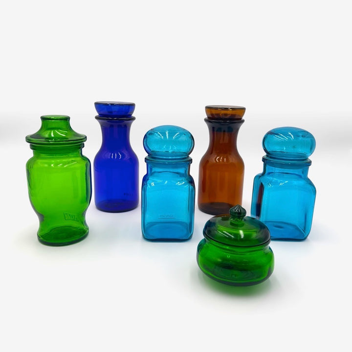 Bocaux publicitaires verres colorés années 70
