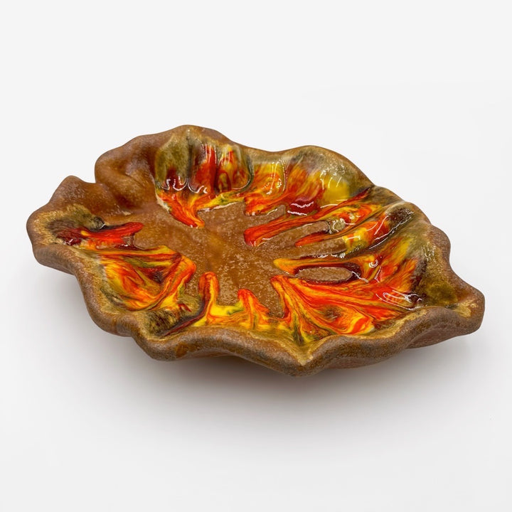 Coupe XXL feuille céramique émaillée années 70