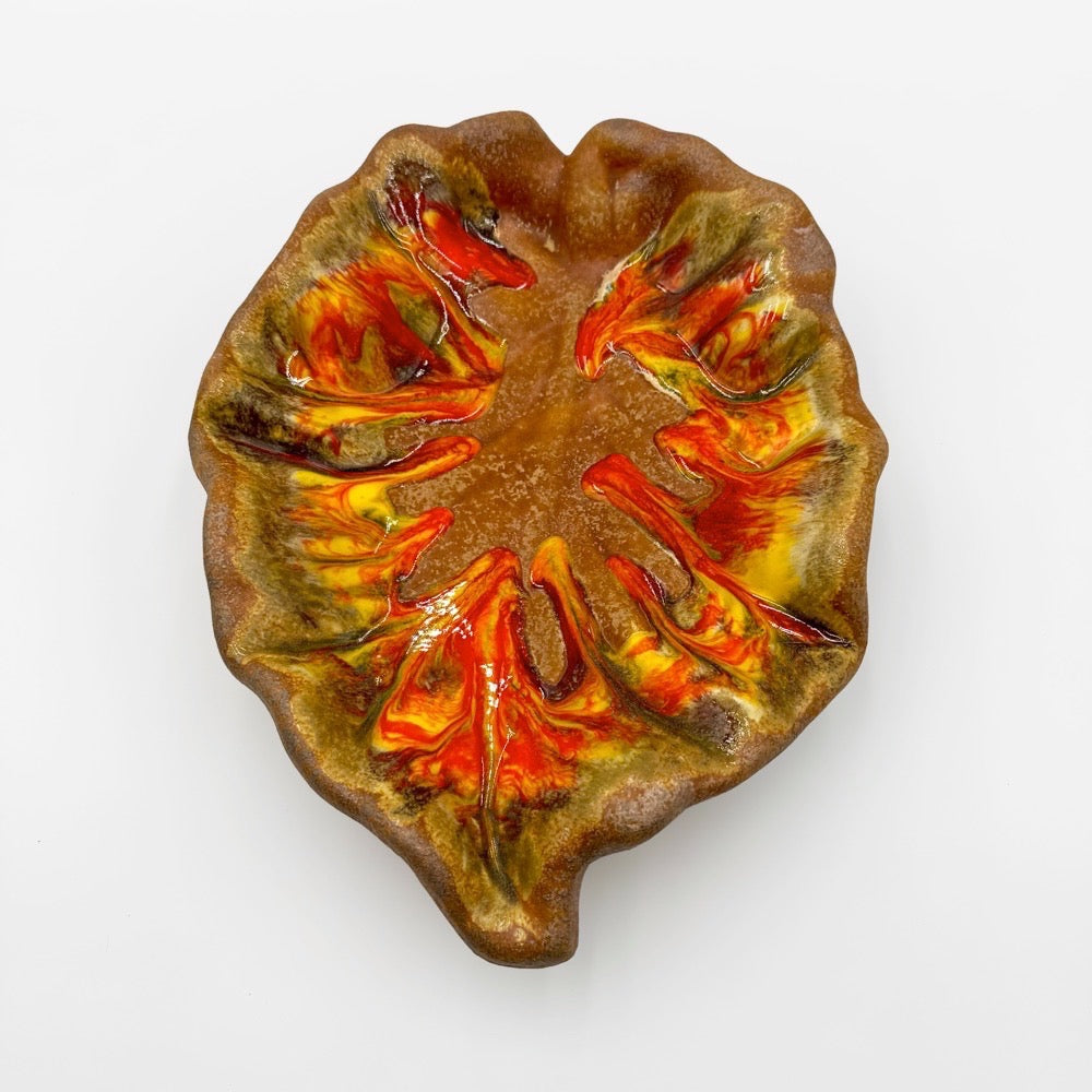 Coupe XXL feuille céramique émaillée années 70