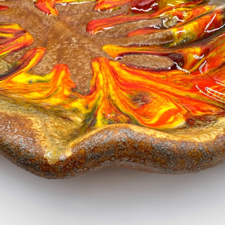 Coupe XXL feuille céramique émaillée années 70