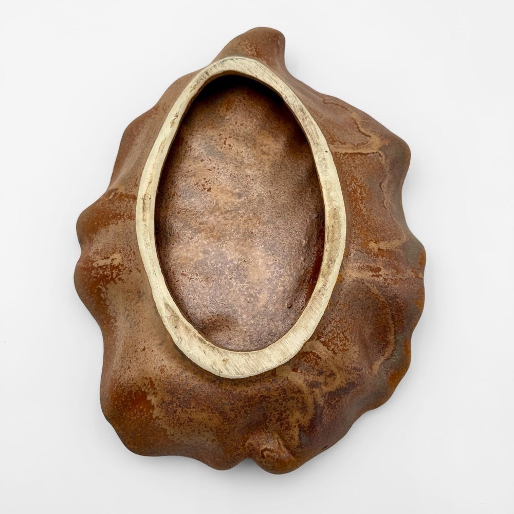 Coupe XXL feuille céramique émaillée années 70