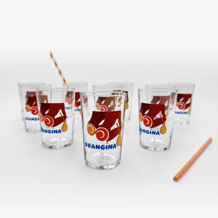 10 verres publicitaires Orangina Villemot années 70