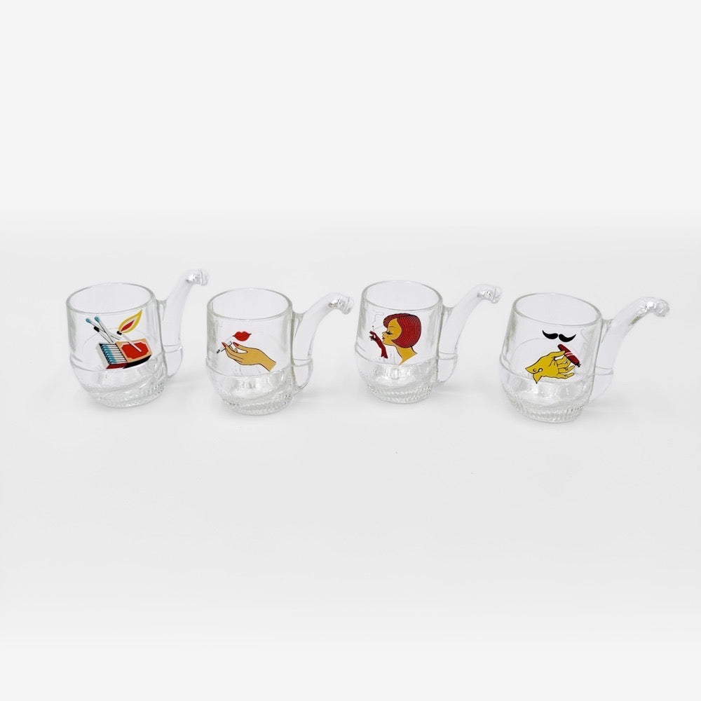 Verres à Shot sérigraphie tabac années 50