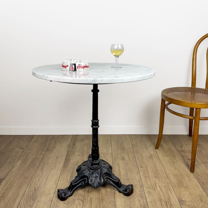 Table de bistrot ronde marbre et fonte Raoux & fils Paris