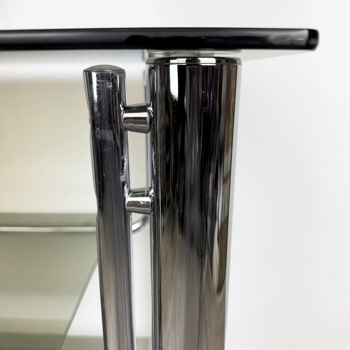 Desserte chrome et verre fumé années 70