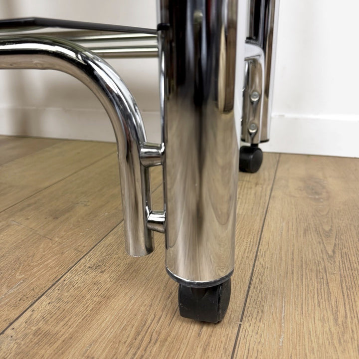 Desserte chrome et verre fumé années 70