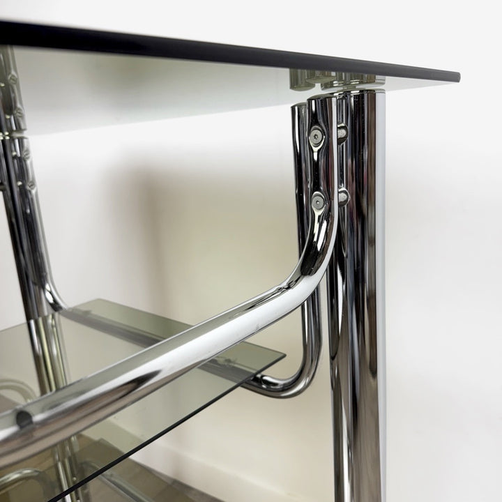 Desserte chrome et verre fumé années 70