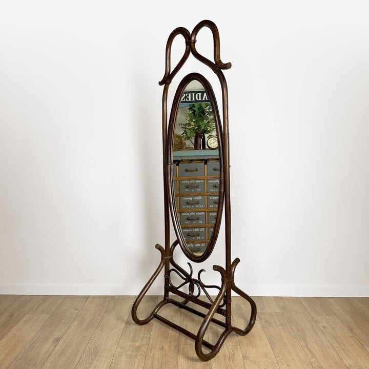 Miroir psyché bois courbé années 60