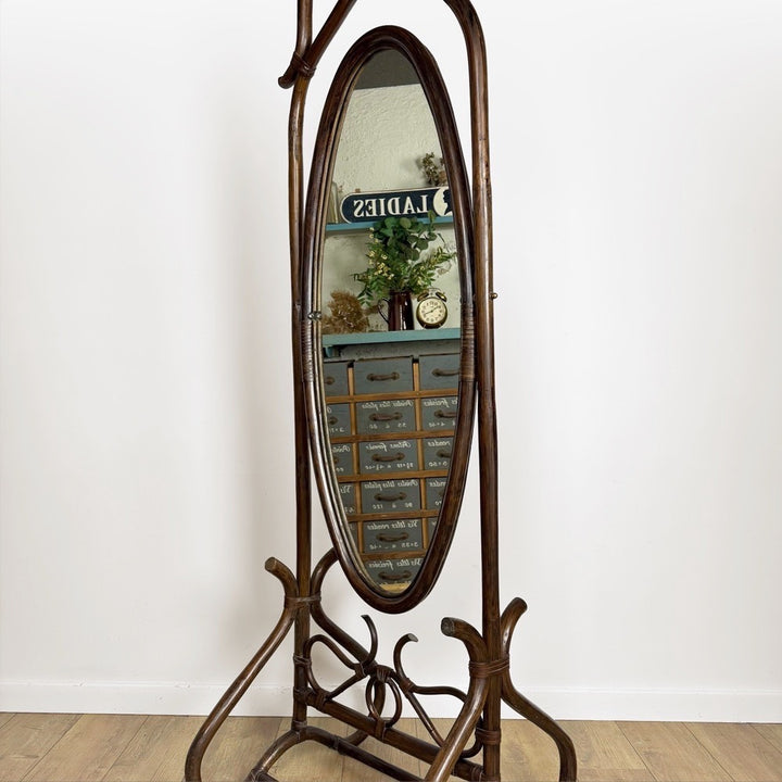 Miroir psyché bois courbé années 60