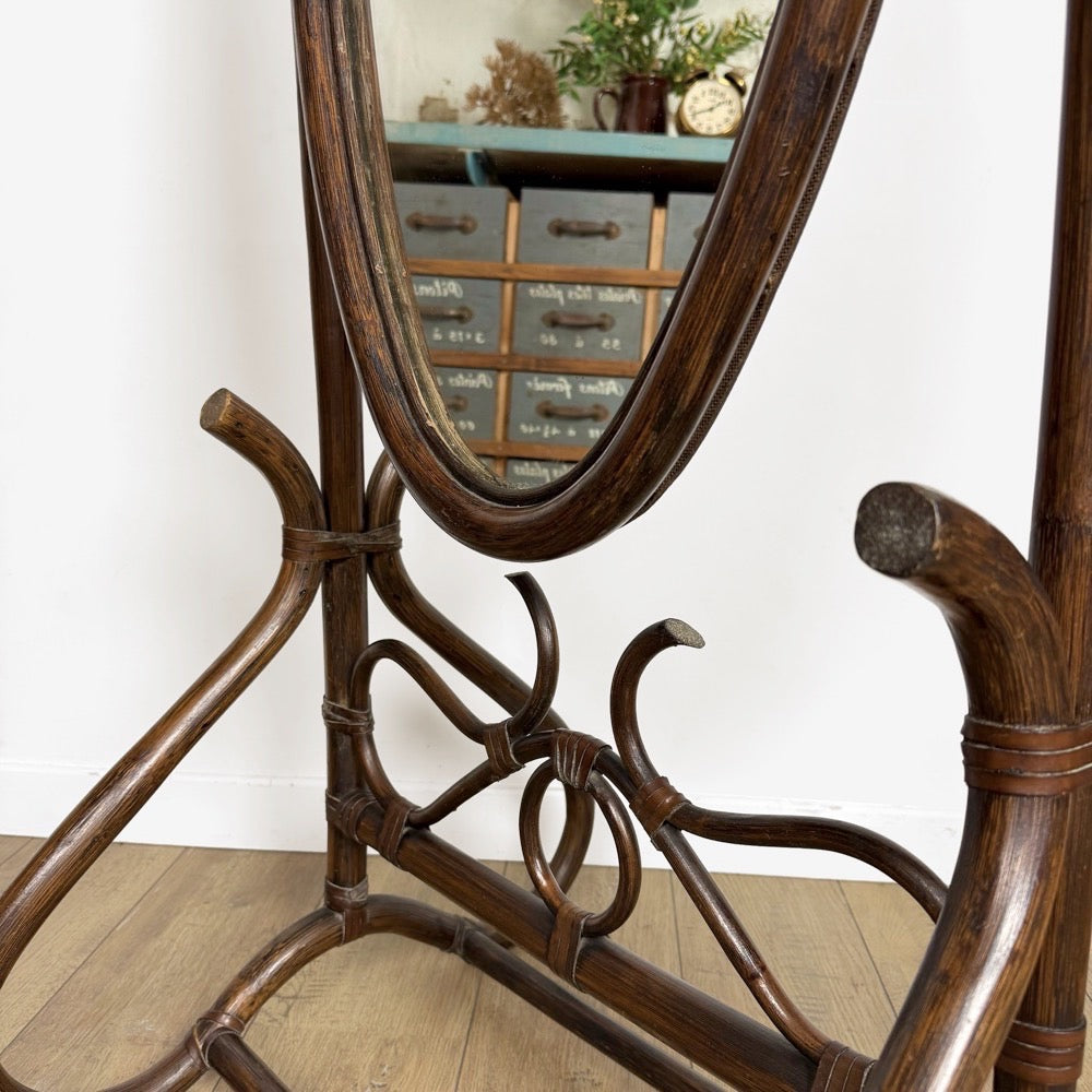 Miroir psyché bois courbé années 60