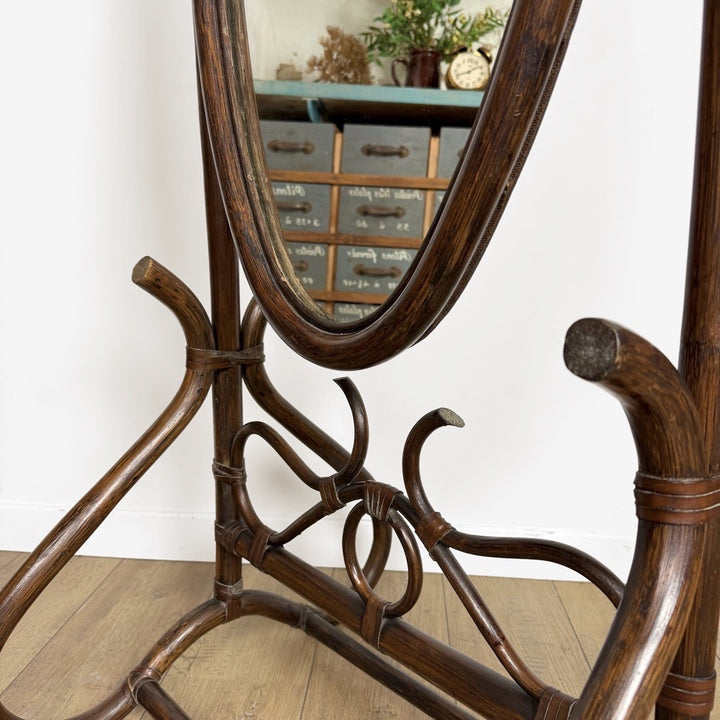 Miroir psyché bois courbé années 60