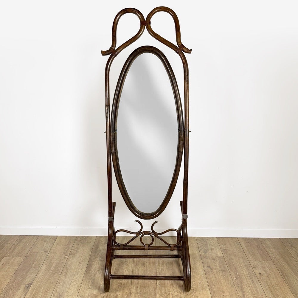 Miroir psyché bois courbé années 60