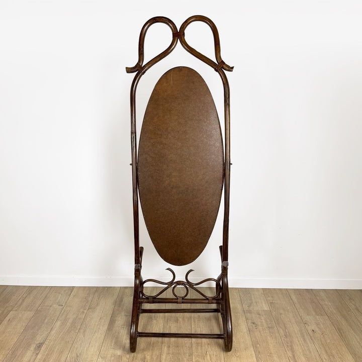 Miroir psyché bois courbé années 60