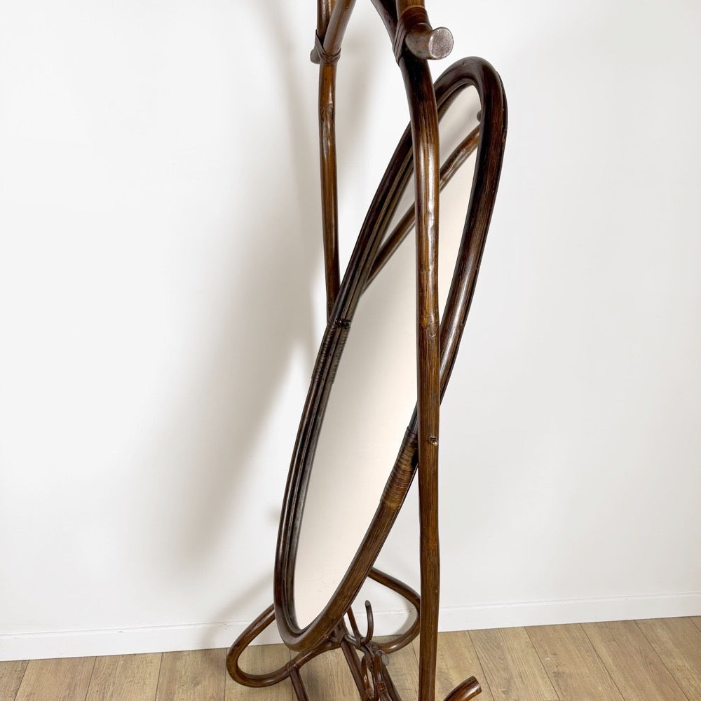 Miroir psyché bois courbé années 60