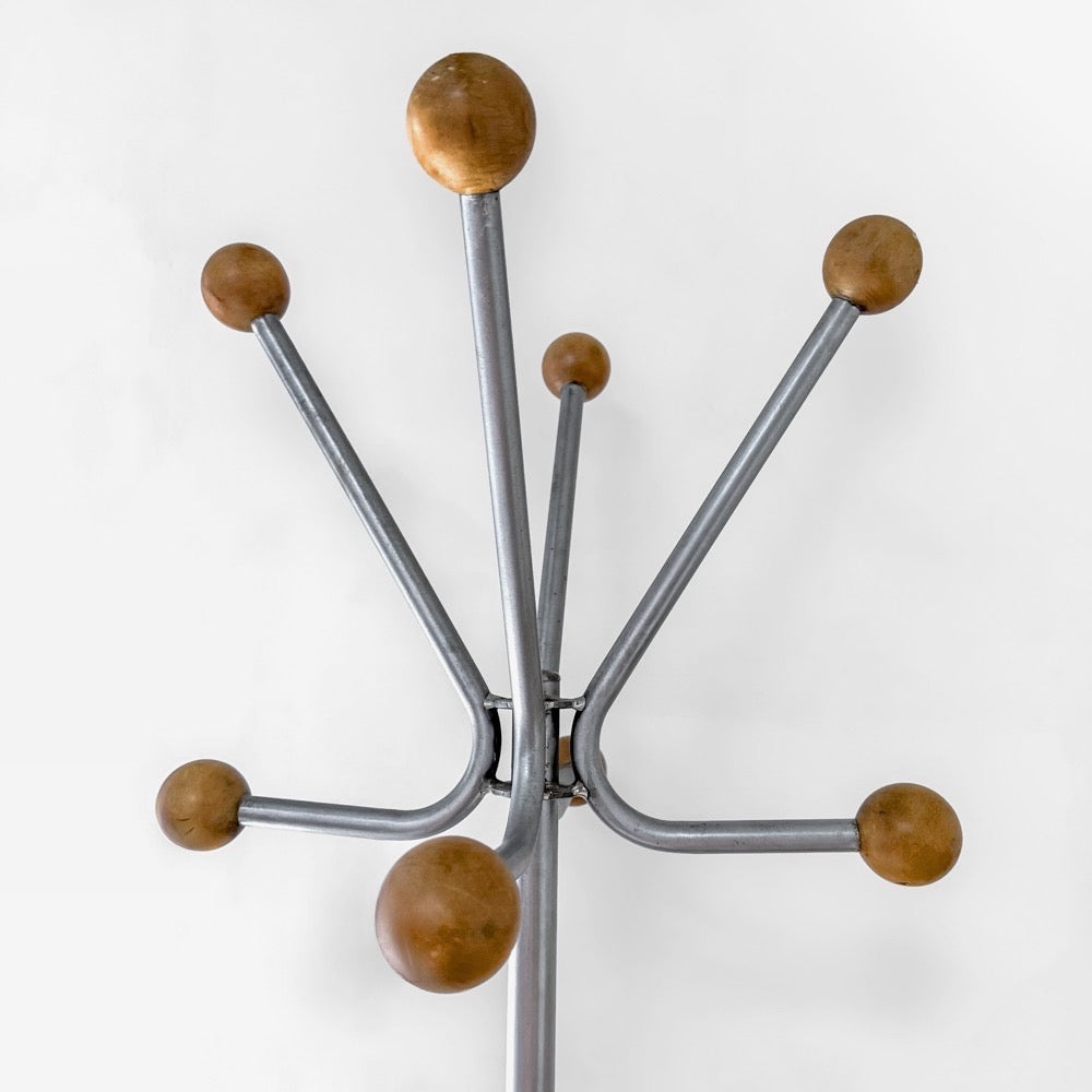 Porte-manteaux perroquet ancien bois et métal