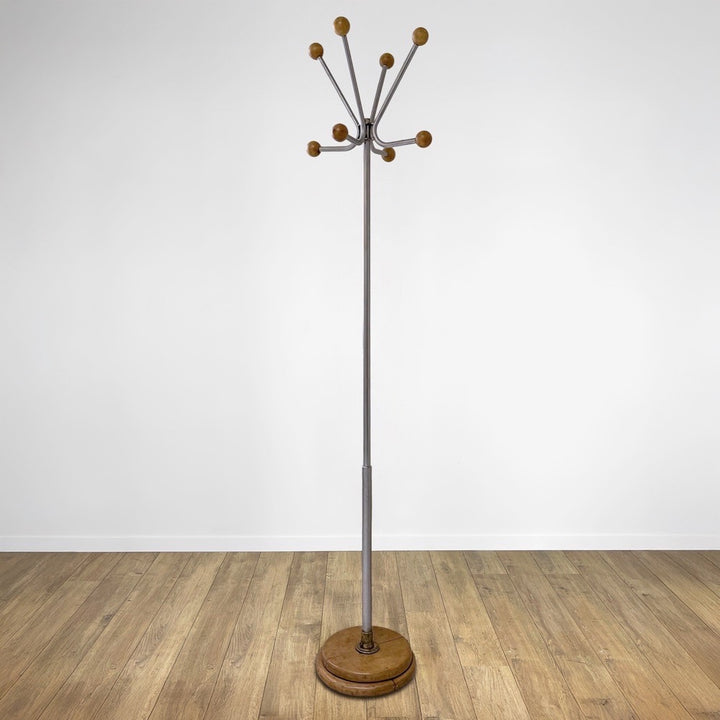 Porte-manteaux perroquet ancien bois et métal