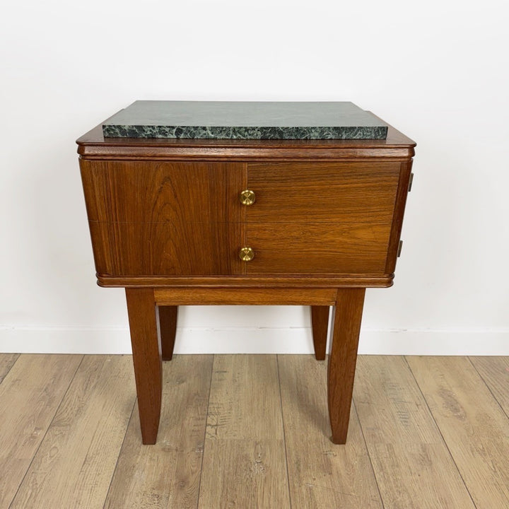 Chevets ou tables d'appoint chêne et marbre vert de mer