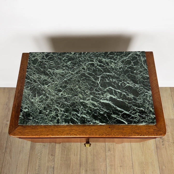Chevets ou tables d'appoint chêne et marbre vert de mer