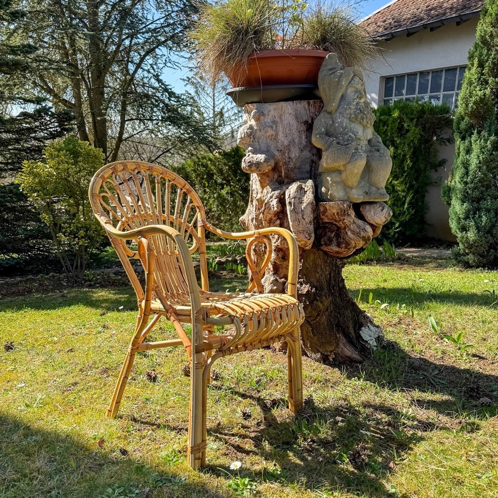 Fauteuil bambou et rotin adulte années 60