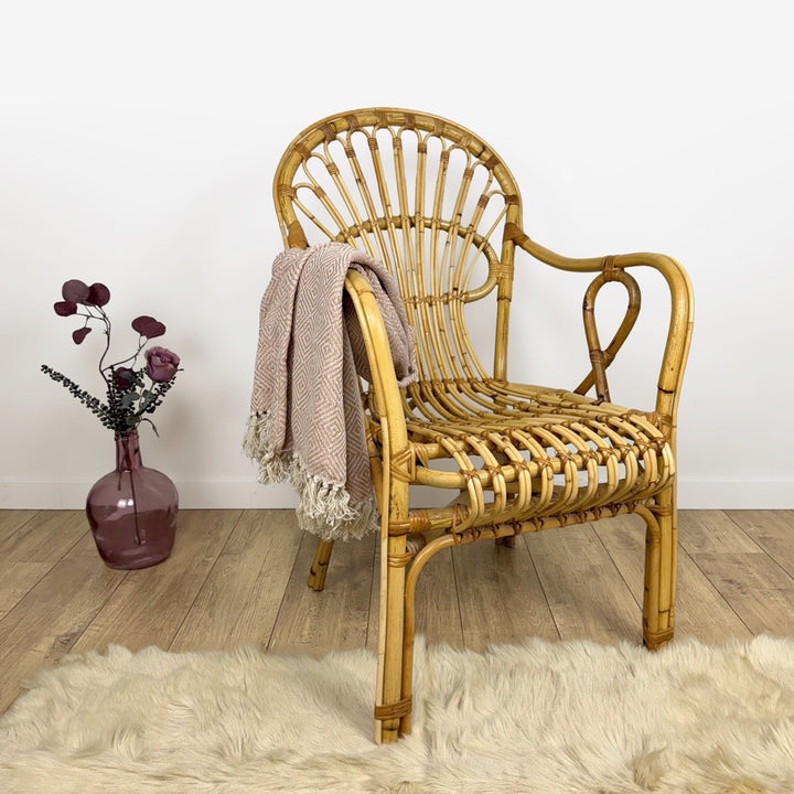 Fauteuil bambou et rotin adulte années 60