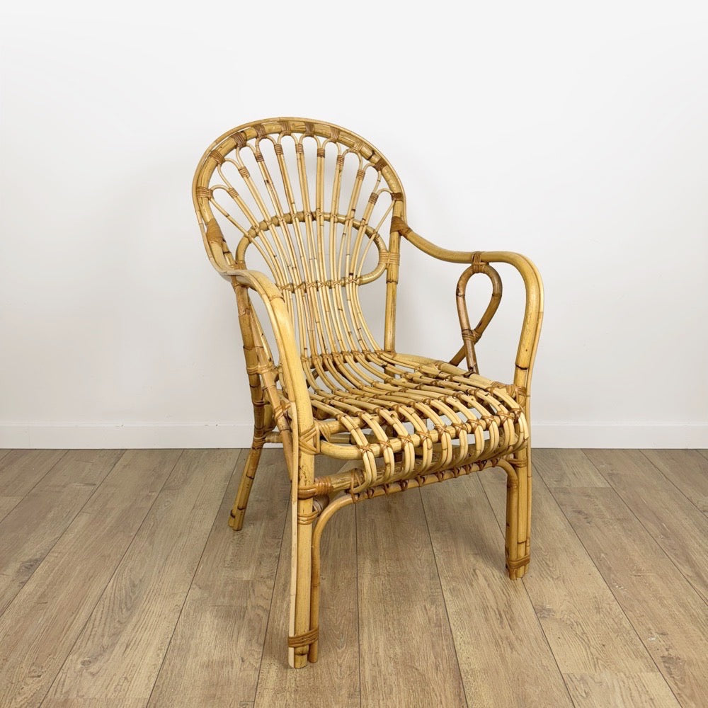 Fauteuil bambou et rotin adulte années 60