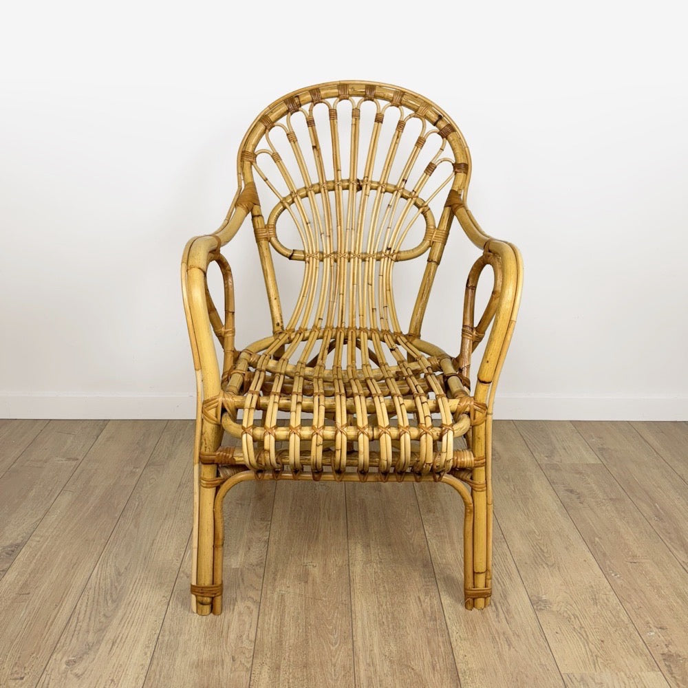 Fauteuil bambou et rotin adulte années 60