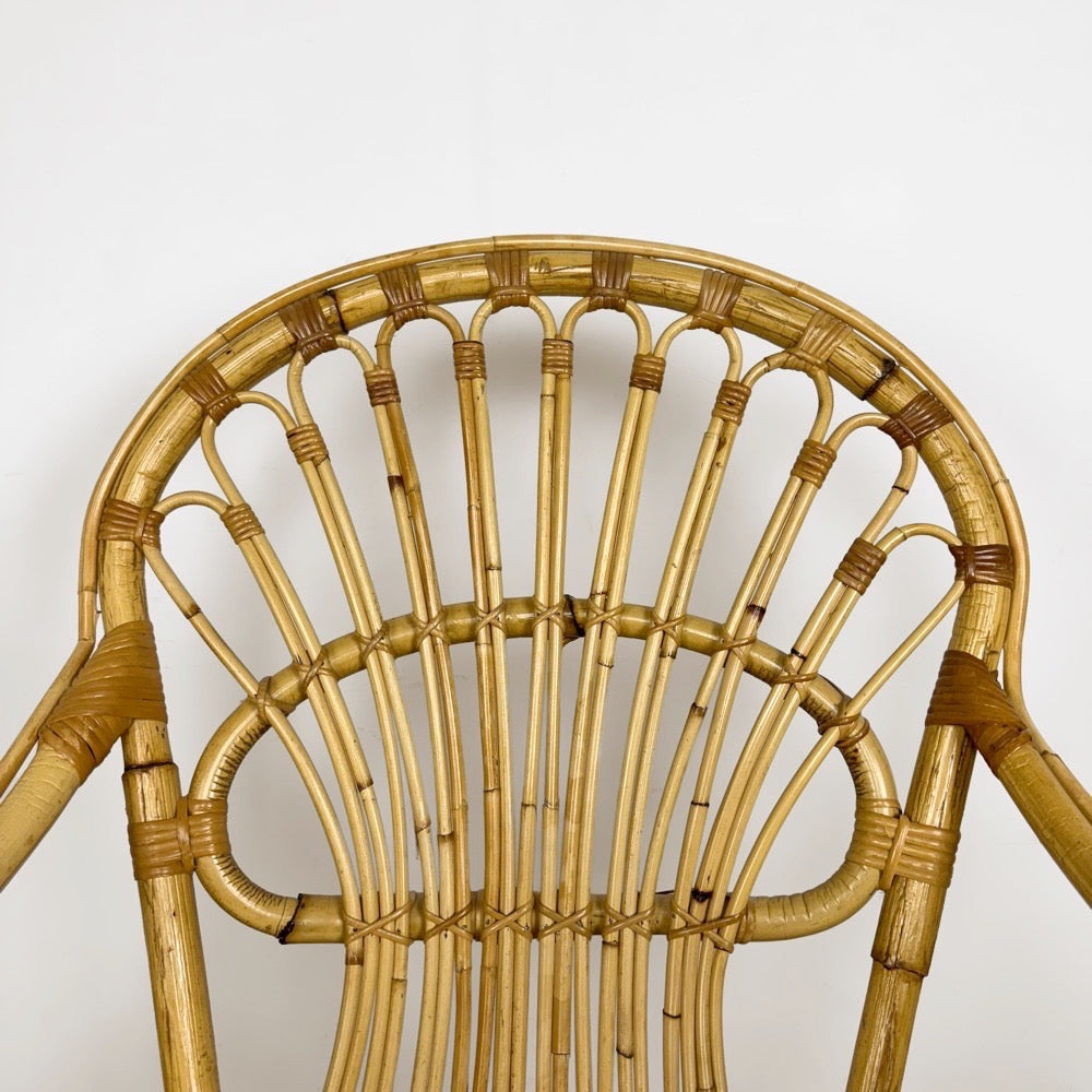 Fauteuil bambou et rotin adulte années 60