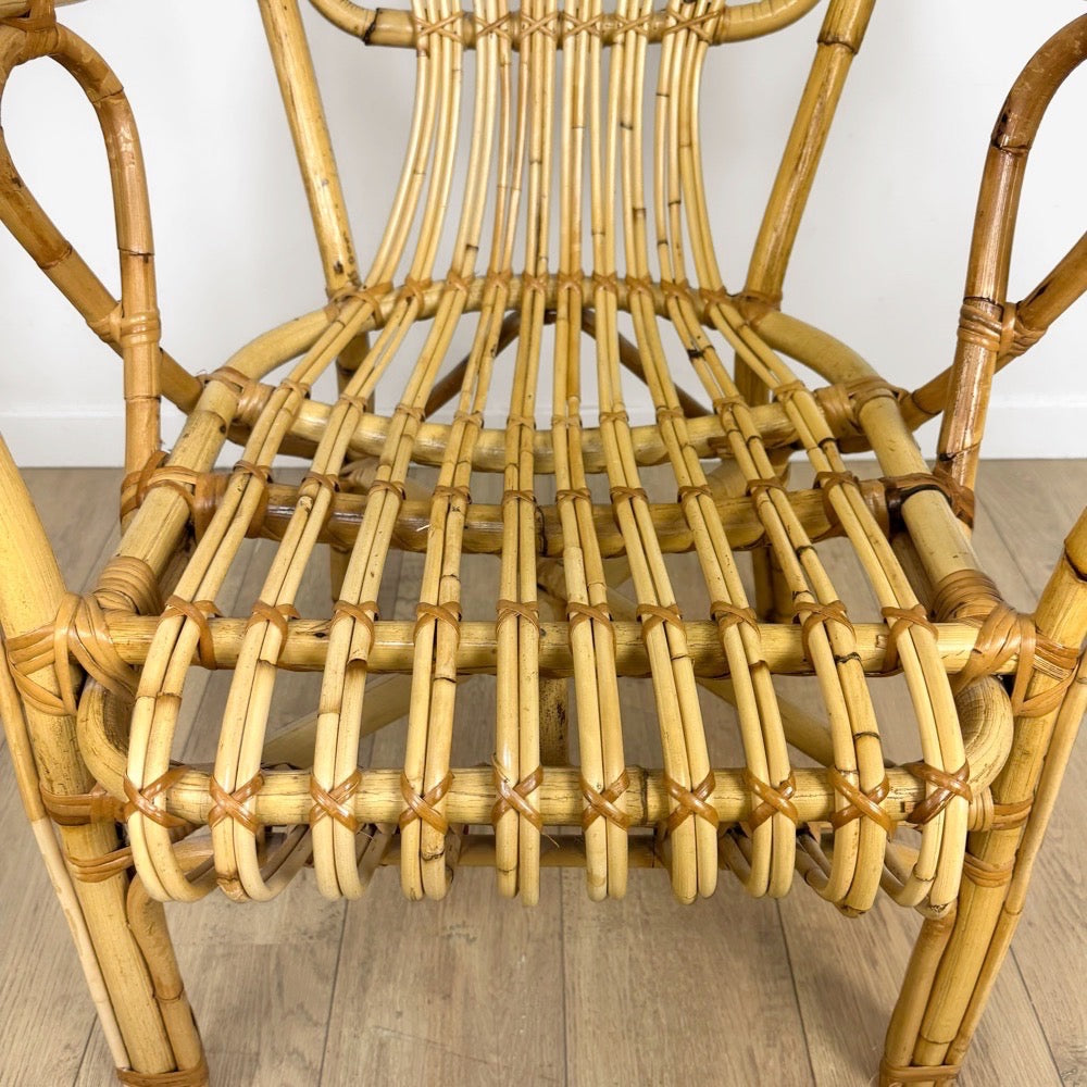 Fauteuil bambou et rotin adulte années 60
