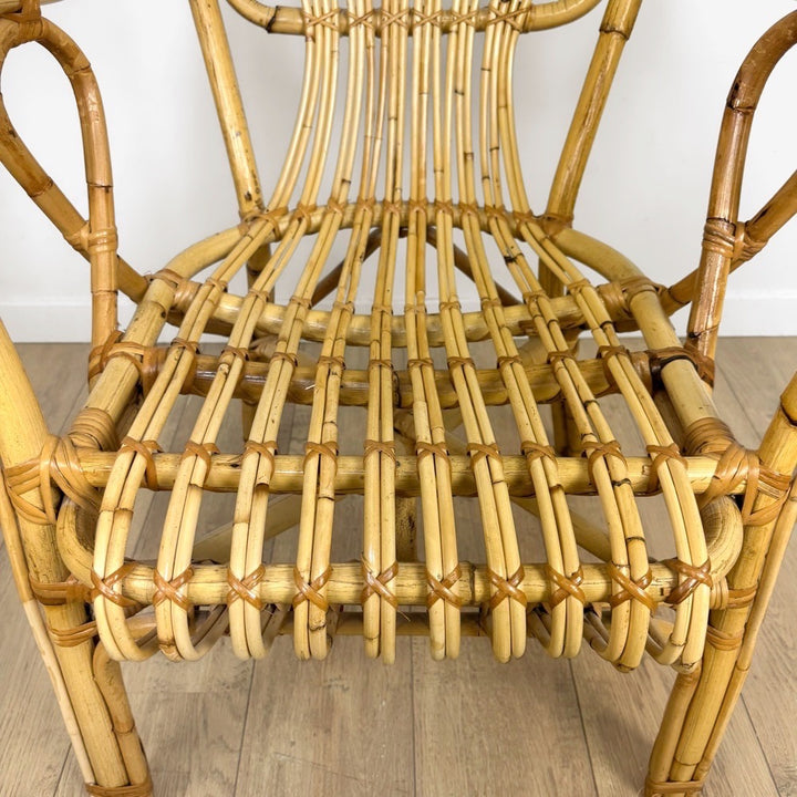 Fauteuil bambou et rotin adulte années 60