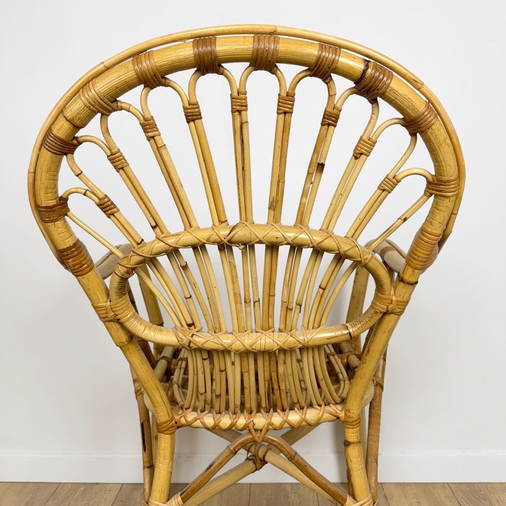Fauteuil bambou et rotin adulte années 60