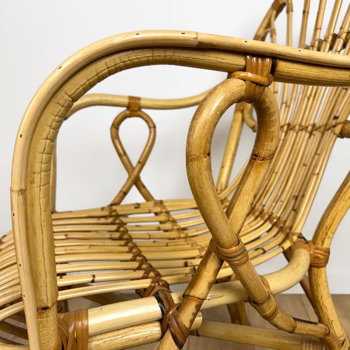 Fauteuil bambou et rotin adulte années 60