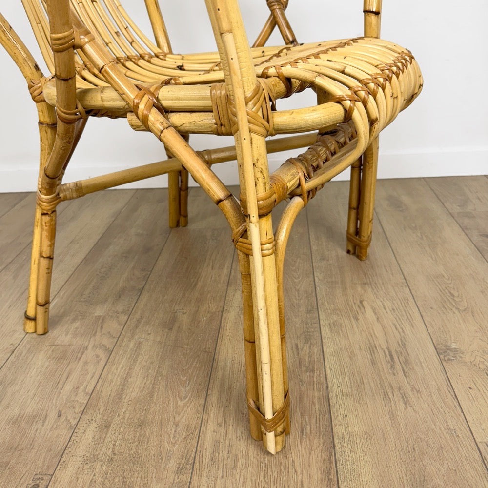 Fauteuil bambou et rotin adulte années 60