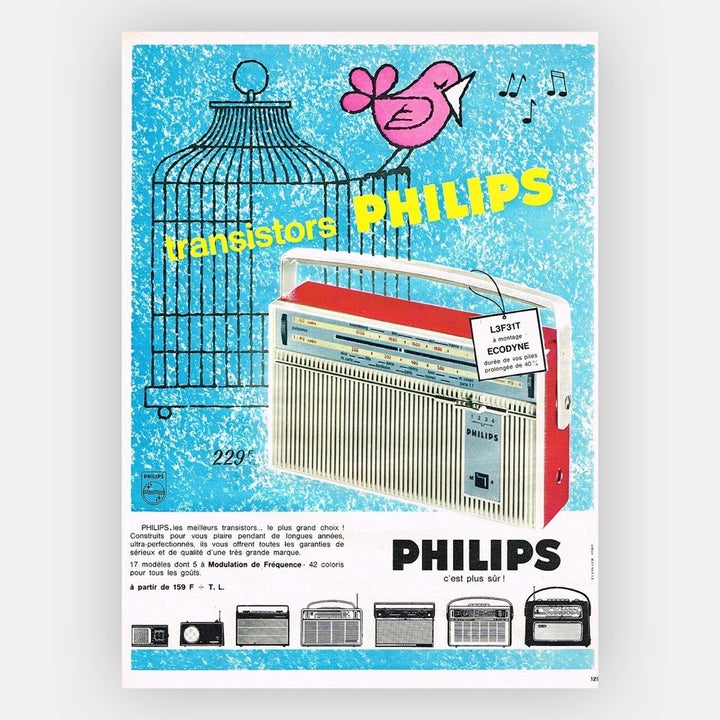 Transistor rouge Philips années 70