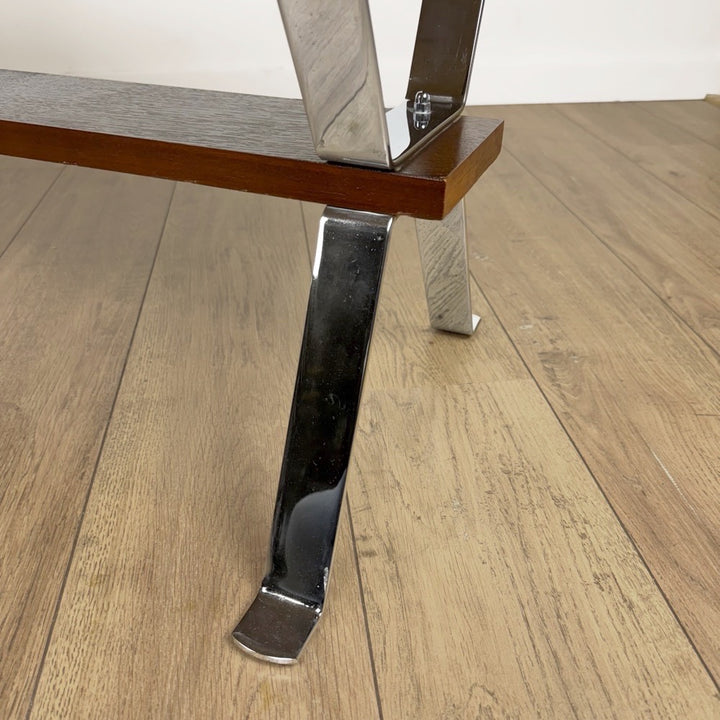 Table basse design en céramique et chrome années 70