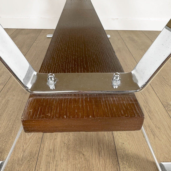 Table basse design en céramique et chrome années 70